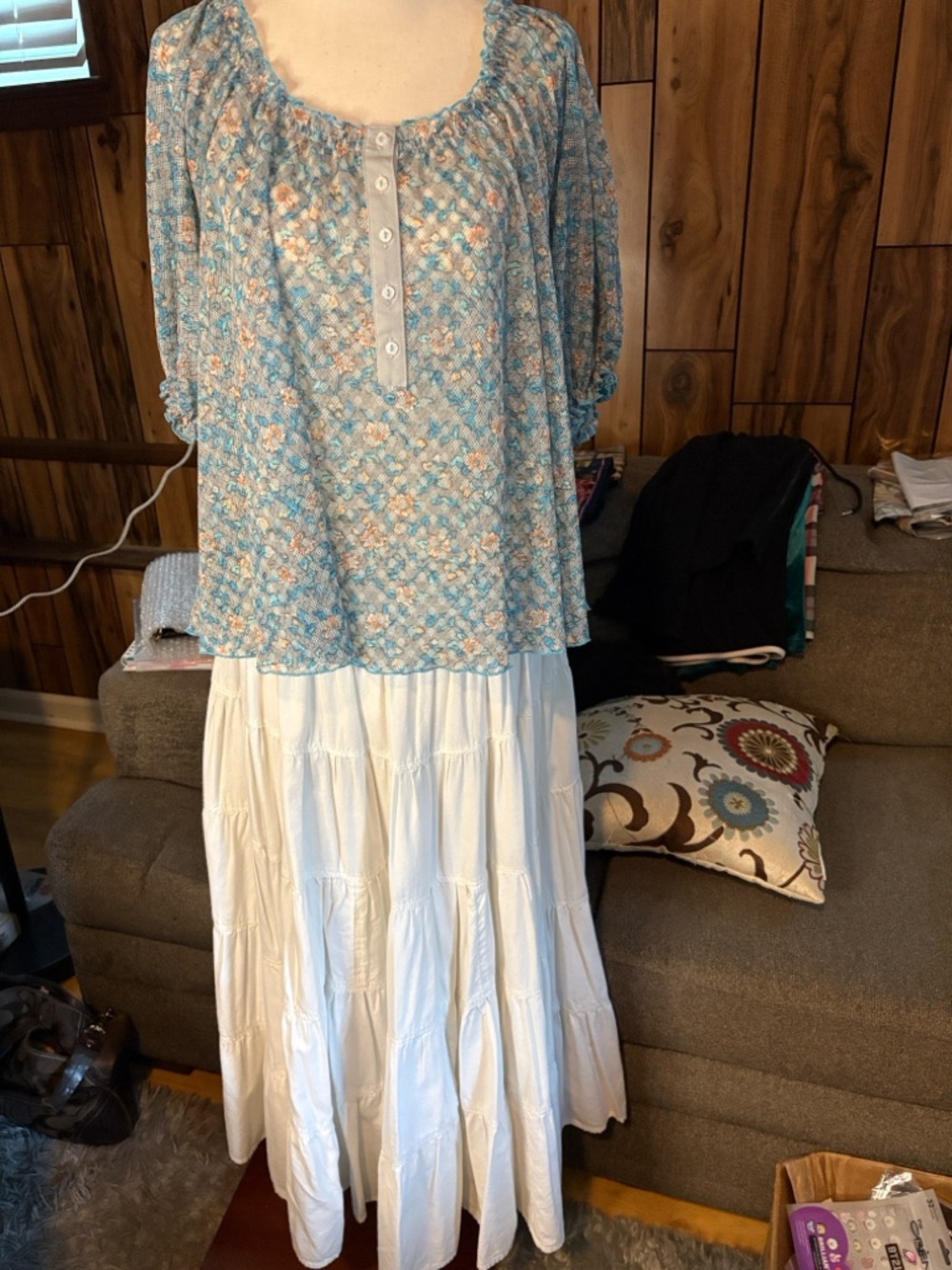 Free People White tiered Midi/Maxi Skirt NWOT